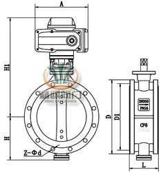 D943H/F/X电动法兰蝶阀 (配HR执行器)