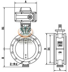 D943H/F/X电动法兰蝶阀 (配HR执行器) 