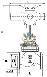 电动法兰截止阀 (连接尺寸图) 