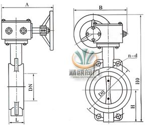 手动对夹蝶阀 (蜗轮传动) 
