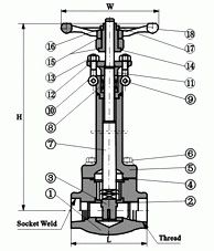 DZ61Y低温锻钢闸阀 (结构尺寸图) 