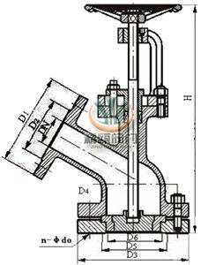 FL41F46衬氟放料阀 结构尺寸图