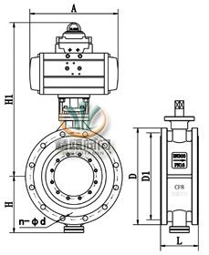 气动法兰蝶阀 (硬密封)