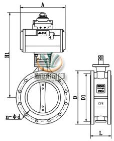 气动法兰软密封蝶阀