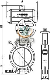 气动对夹式开关蝶阀 (带手轮) 