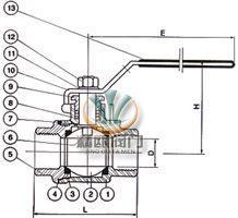 二片式球阀 (内螺纹球阀) 结构图