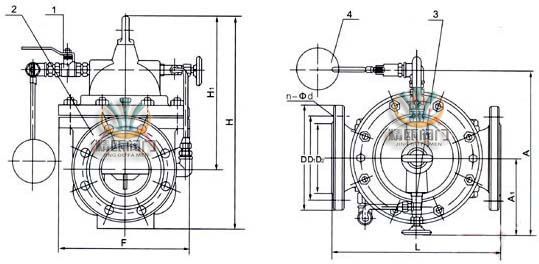 100X遥控浮球阀 外形结构图