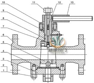 X47W/F美标倒装油封旋塞阀 (结构图) 