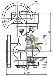X47W/F美标倒装油封旋塞阀 (法兰式尺寸图)