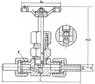 J23W外螺纹针型阀 (结构图) 